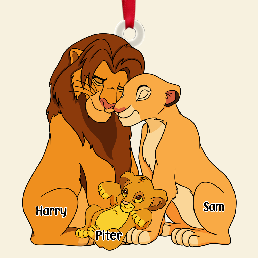 Personalized Family Christmas Ornament with Lion Themed Design Ornament PopCulturePrints