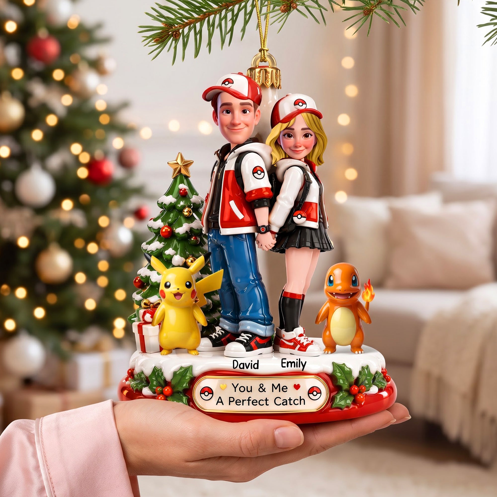 You & Me: A Perfect Match - Personalized Acrylic Ornament for Couples