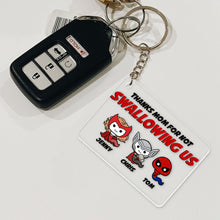 Load image into Gallery viewer, Personalized Superhero Mom Thank You Keychain Keychains PopCulturePrints
