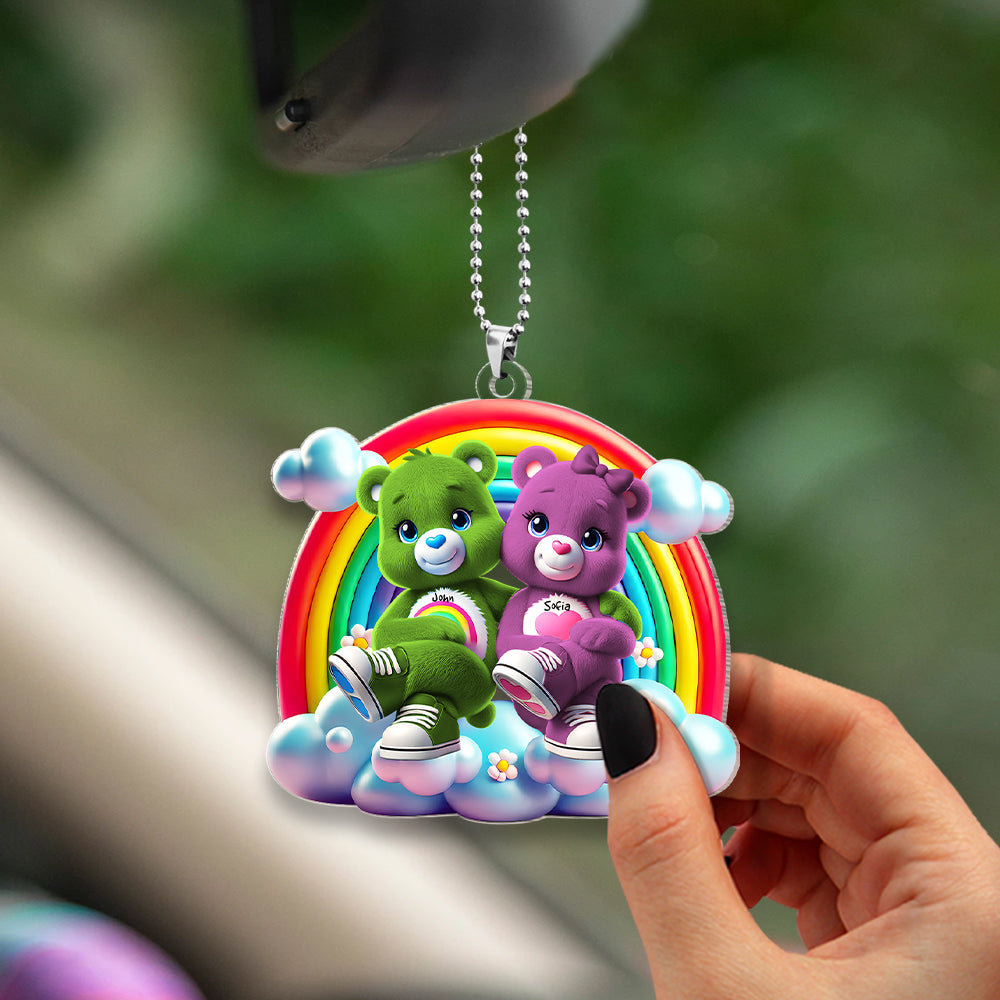 Personalized Rainbow Couple Car Hanging Ornament - Joyful Gift for Lovebirds Ornament PopCulturePrints