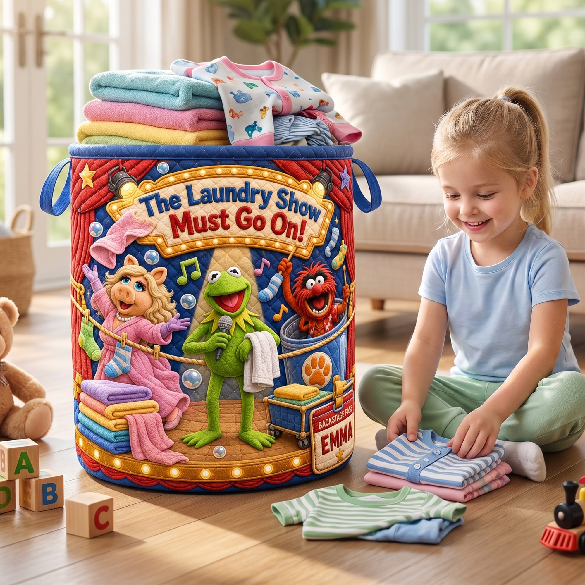 The Laundry Must Go On Quilted Laundry Basket - Personalized Gifts 03haqn180726 Laundry Basket PopCulturePrints