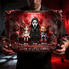 Load image into Gallery viewer, "For the Dad Who Loves a Touch of Spookiness" - Father Of Little Horrors Acrylic Plaque - Personalized Gift for Dads, Grandpas, and Horror Fans Shaped Plaques PopCulturePrints
