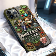 Load image into Gallery viewer, "Celebrate 15 Years of Adventure!" - Personalized Minecraft Phone Case for Fans and Gamers Phone Case PopCulturePrints
