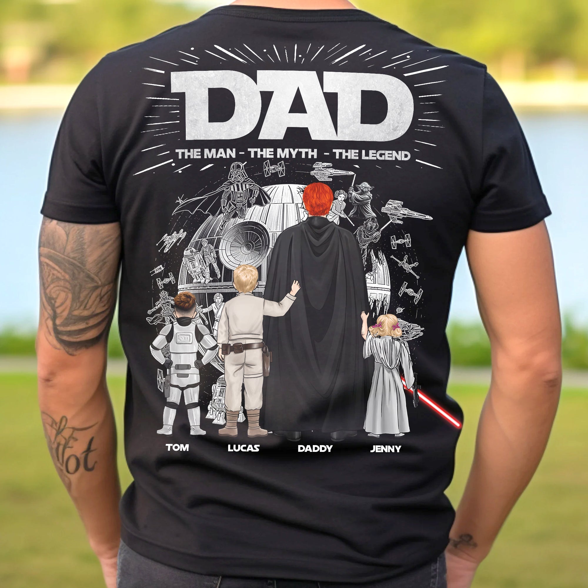 “Dad: The Man, The Myth, The Legend” - Custom Galactic Legend Dad Shirt - Perfect Personalized Gift for Dads, Grandpas, and More! Shirts PopCulturePrints