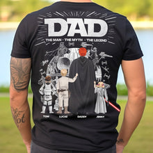 Load image into Gallery viewer, “Dad: The Man, The Myth, The Legend” - Custom Galactic Legend Dad Shirt - Perfect Personalized Gift for Dads, Grandpas, and More! Shirts PopCulturePrints
