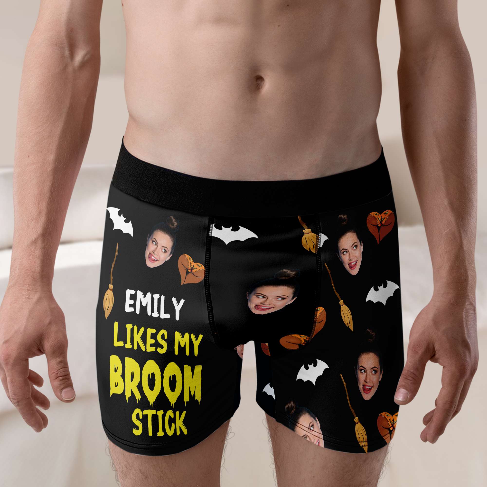 Personalized Halloween Boxer Briefs for Couples - Custom Face Design Boxer Briefs PopCulturePrints