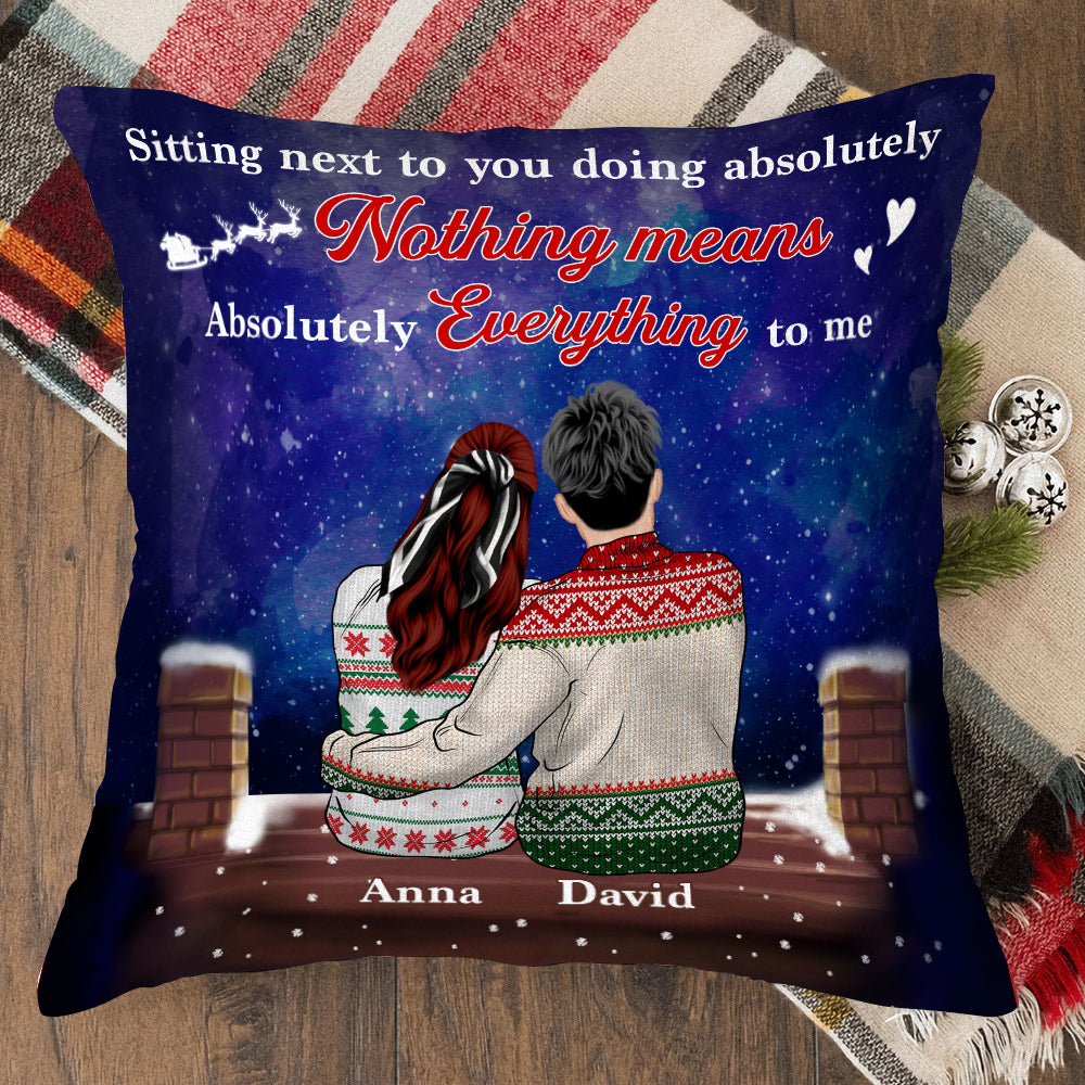 Personalized Romantic Couple Christmas Pillow - 'Nothing Means Everything'