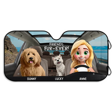 Load image into Gallery viewer, &quot;Friends Fur-ever&quot; - Personalized Auto Sunshade for Dog Lovers - Perfect Gift for Mom and Grandma Auto Sunshade PopCulturePrints
