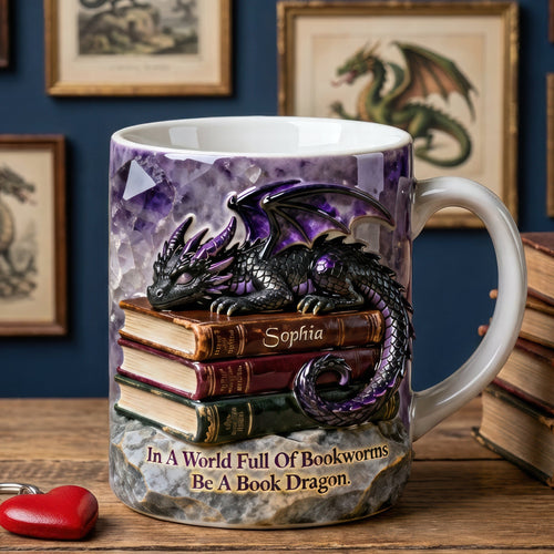 In A World Full Of Bookworms, Be A Book Dragon - Personalized Coffee Mug for Book Lovers Coffee Mug PopCulturePrints