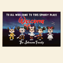 Load image into Gallery viewer, Personalized Spooky Welcome Door Mat for Halloween Doormat PopCulturePrints
