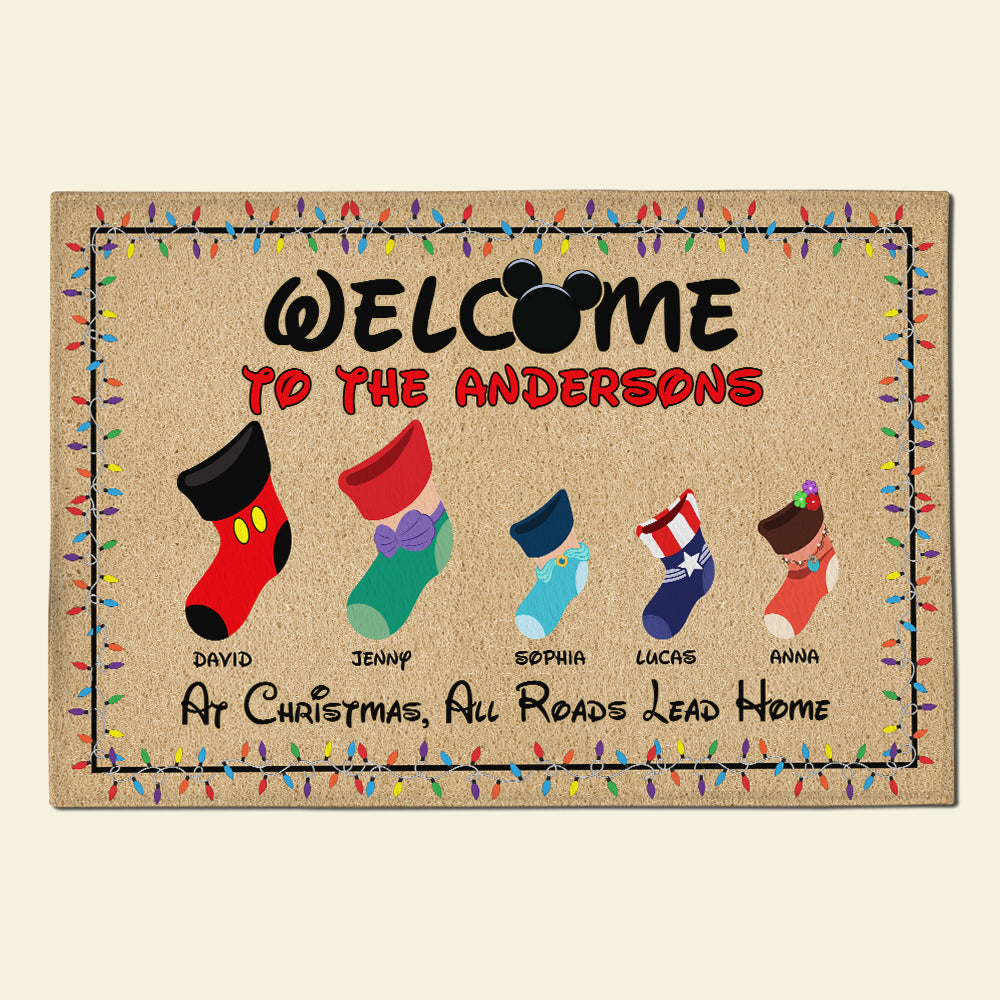 Personalized Family Christmas Stocking Doormat