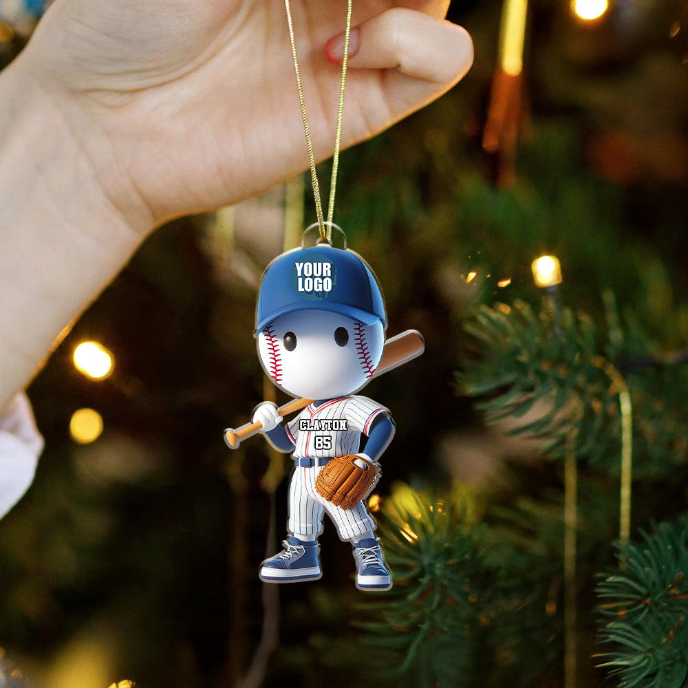 Custom Baseball Player Christmas Ornament - Personalized Gift