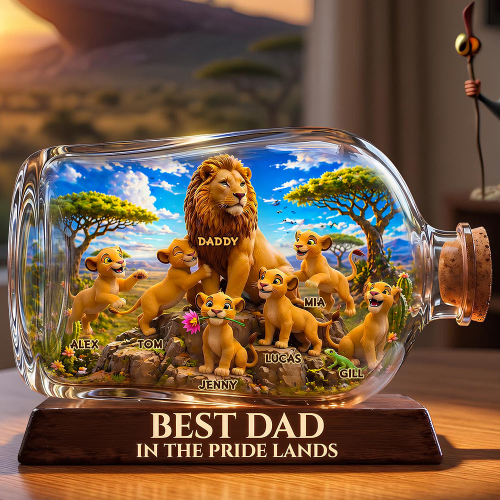 “The Best Dad In Pride Lands” - Personalized Acrylic Plaque - Unique Gift for Dad, Grandpa, and Father Figures Shaped Plaques PopCulturePrints