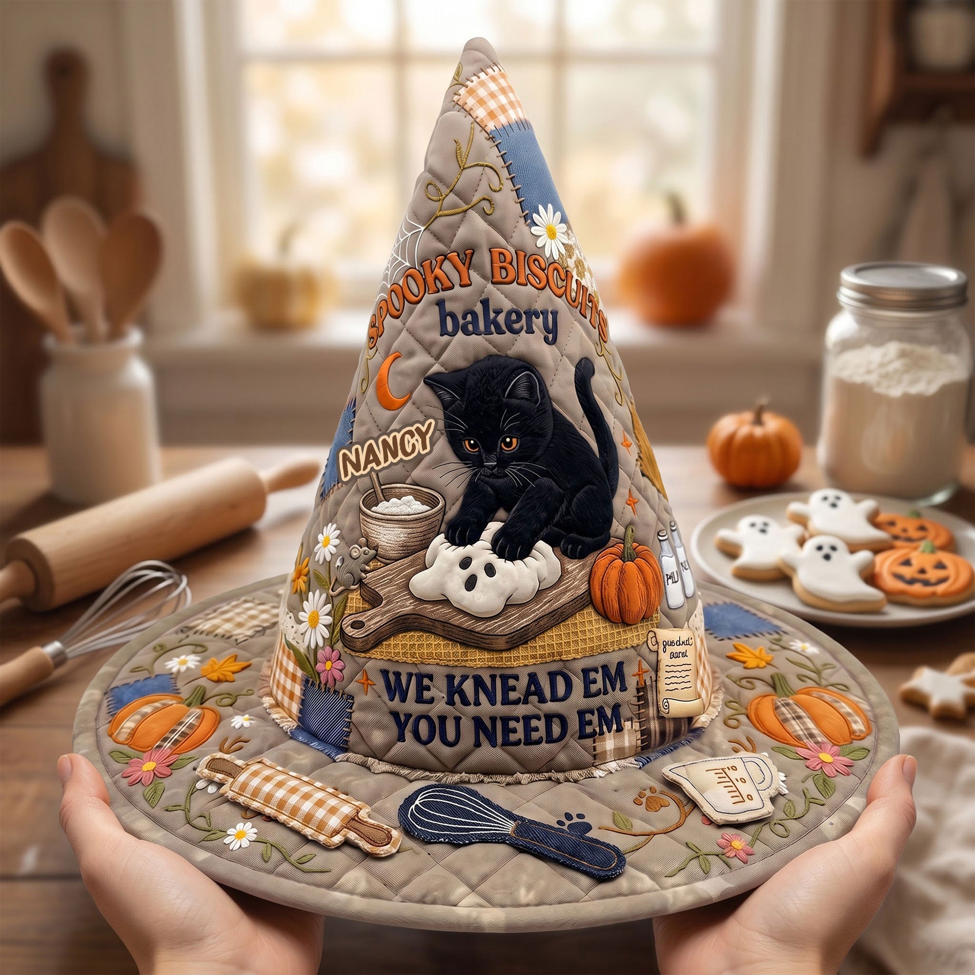 "We Knead Em, You Need Em!" - Personalized Halloween Witch Hat for Cat Lovers