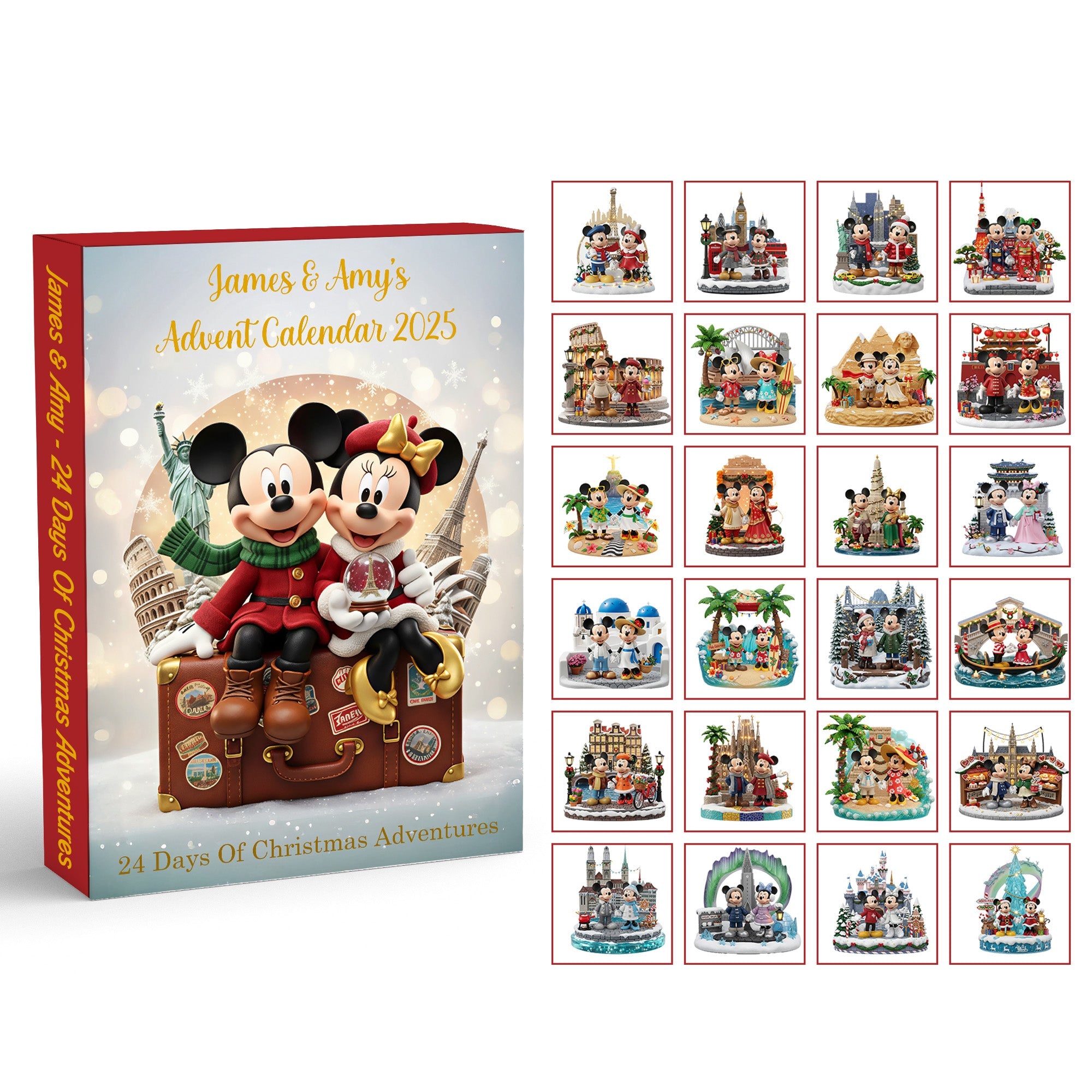 Create Magical Moments with Our Travel Couple Christmas Advent Calendar - Personalized Gift for Couples Advent Calendar PopCulturePrints