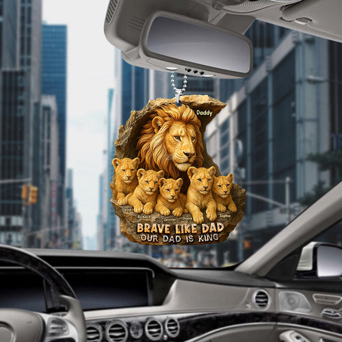 Brave Like Dad - Personalized Car Ornament for Dads and Family Ornament PopCulturePrints