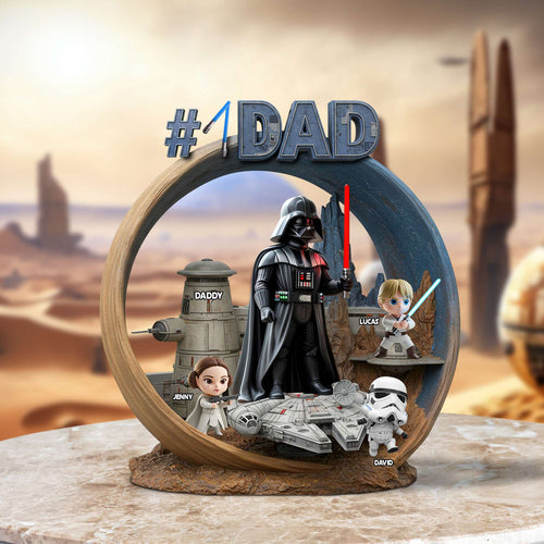 #1 DAD - A Galactic Tribute for the Ultimate Father - Personalized Acrylic Plaque Shaped Plaques PopCulturePrints