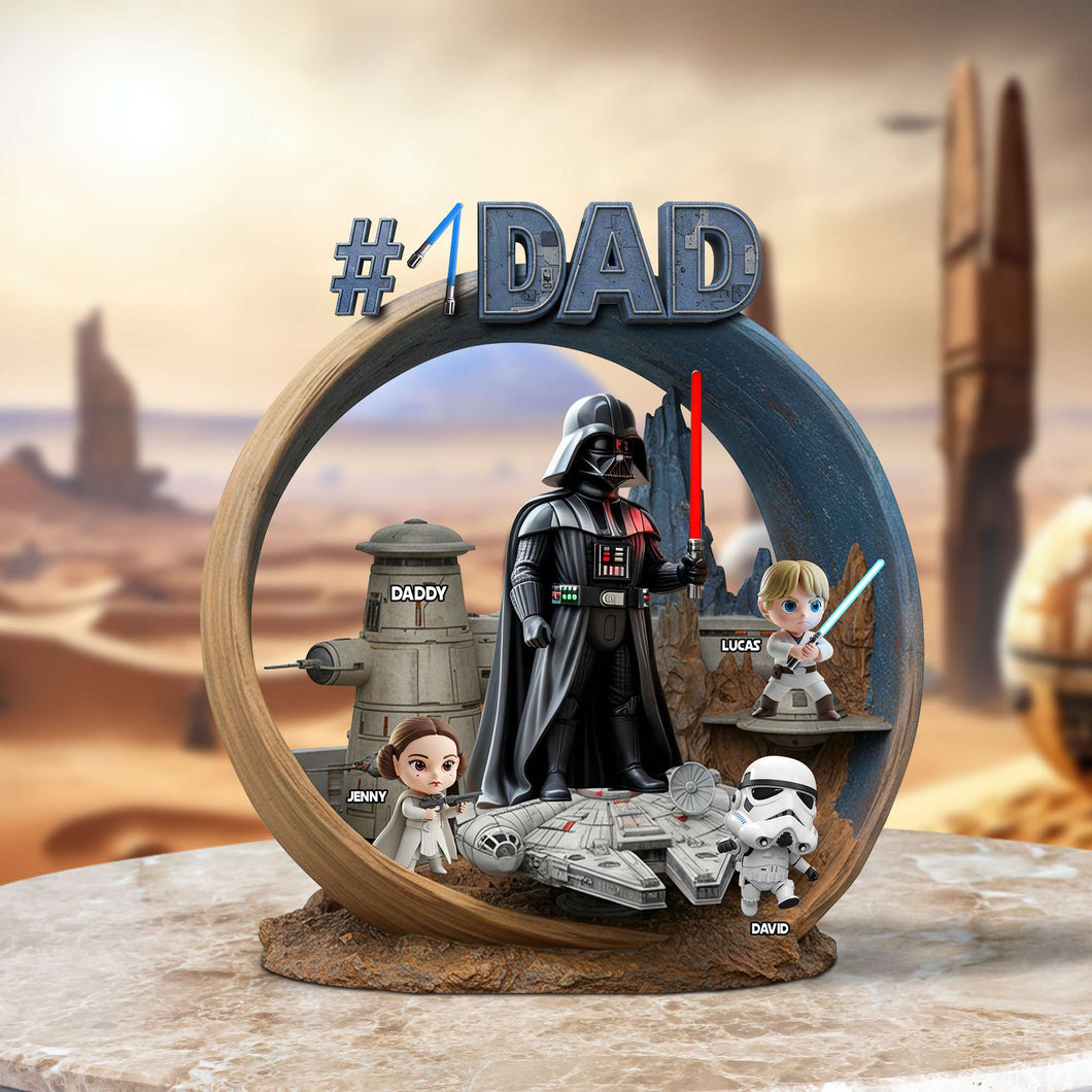 #1 DAD - A Galactic Tribute for the Ultimate Father - Personalized Acrylic Plaque Shaped Plaques PopCulturePrints