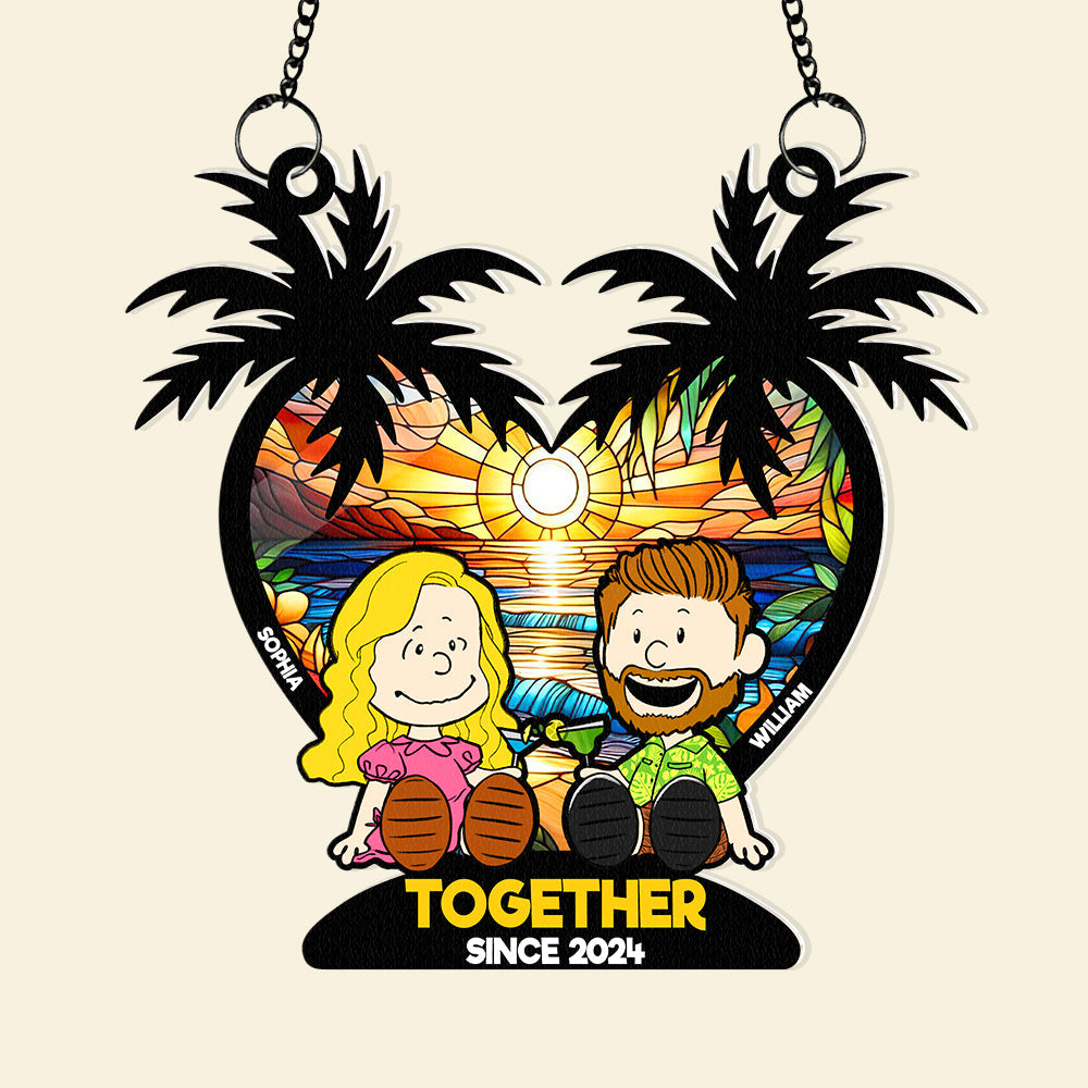 Personalized Couple Suncatcher Ornament - Together Since 2024 Suncatcher PopCulturePrints