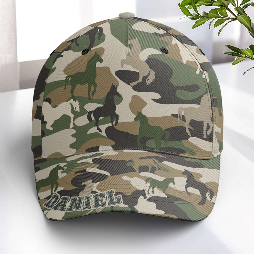 “For Horse Lovers: Style Meets Adventure” - Personalized Classic Camo Cap Caps PopCulturePrints