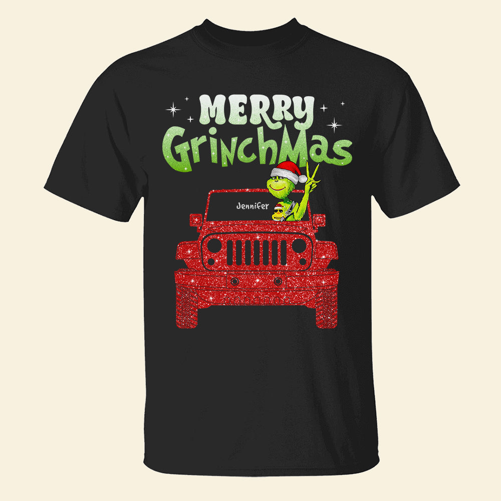 Personalized Merry GrinchMas Glitter Shirt for Off-road Lovers