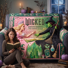 Load image into Gallery viewer, Wicked Quote: 'Everyone Deserves The Change To Fly' - Pink &amp; Green Quilted Sofa Cover - Personalized Gift for Witch Lovers
