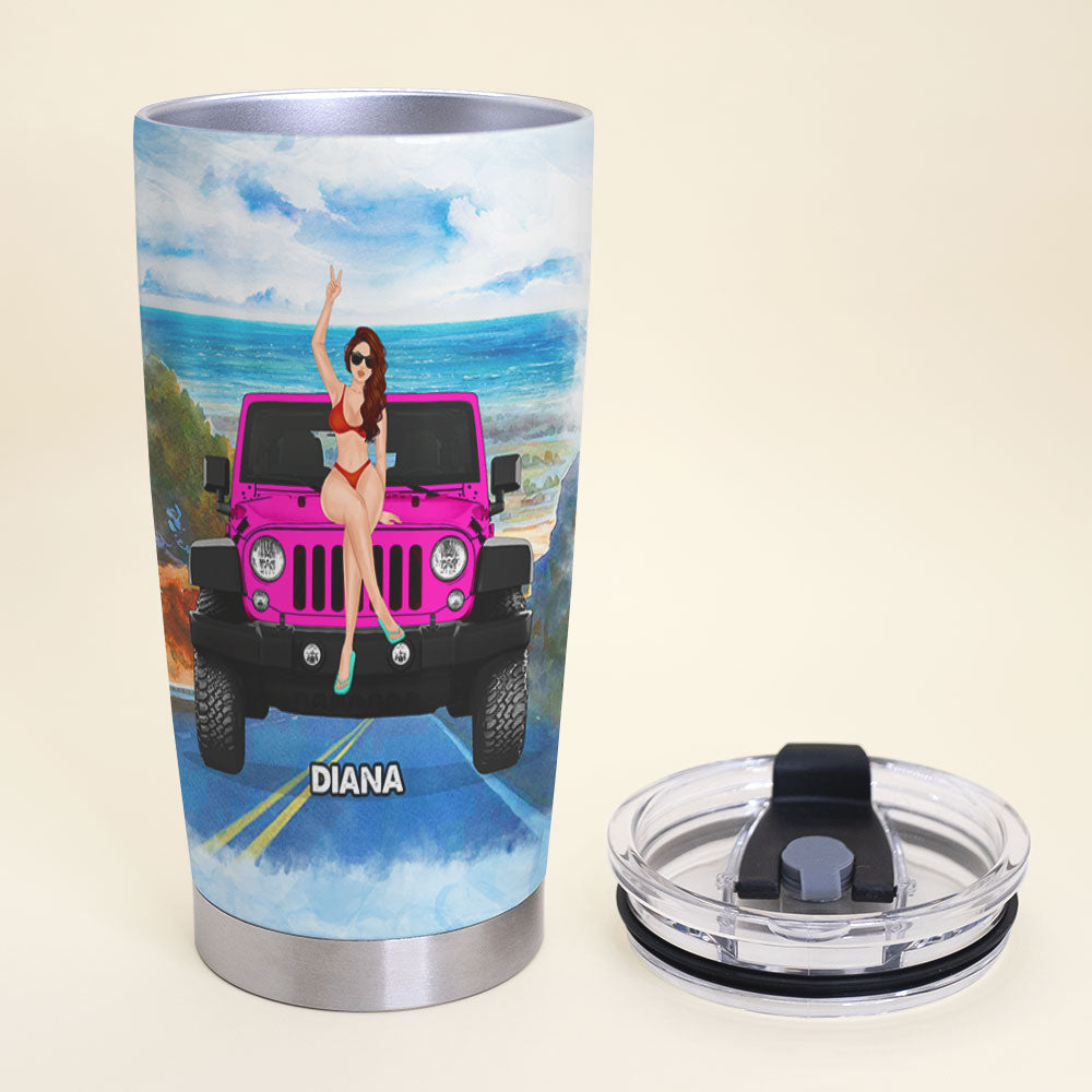 Personalized Girl Jeep Stainless Steel Tumbler