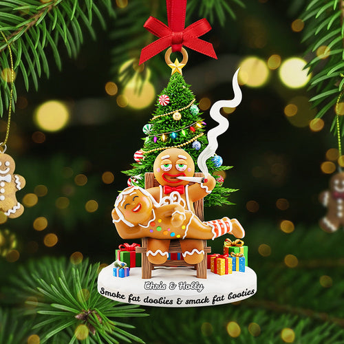 Smoking Gingerbreads - Personalized Funny Christmas Ornament for Couples Ornament PopCulturePrints