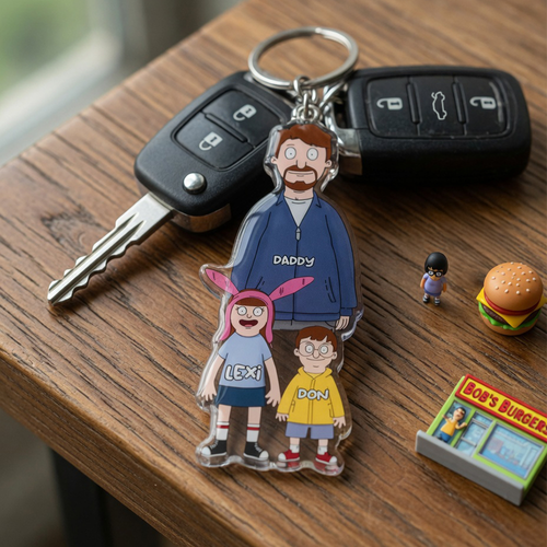“Cherish Every Moment” - Personalized Keychain for Dad, Gift for Father's Day Keychains PopCulturePrints