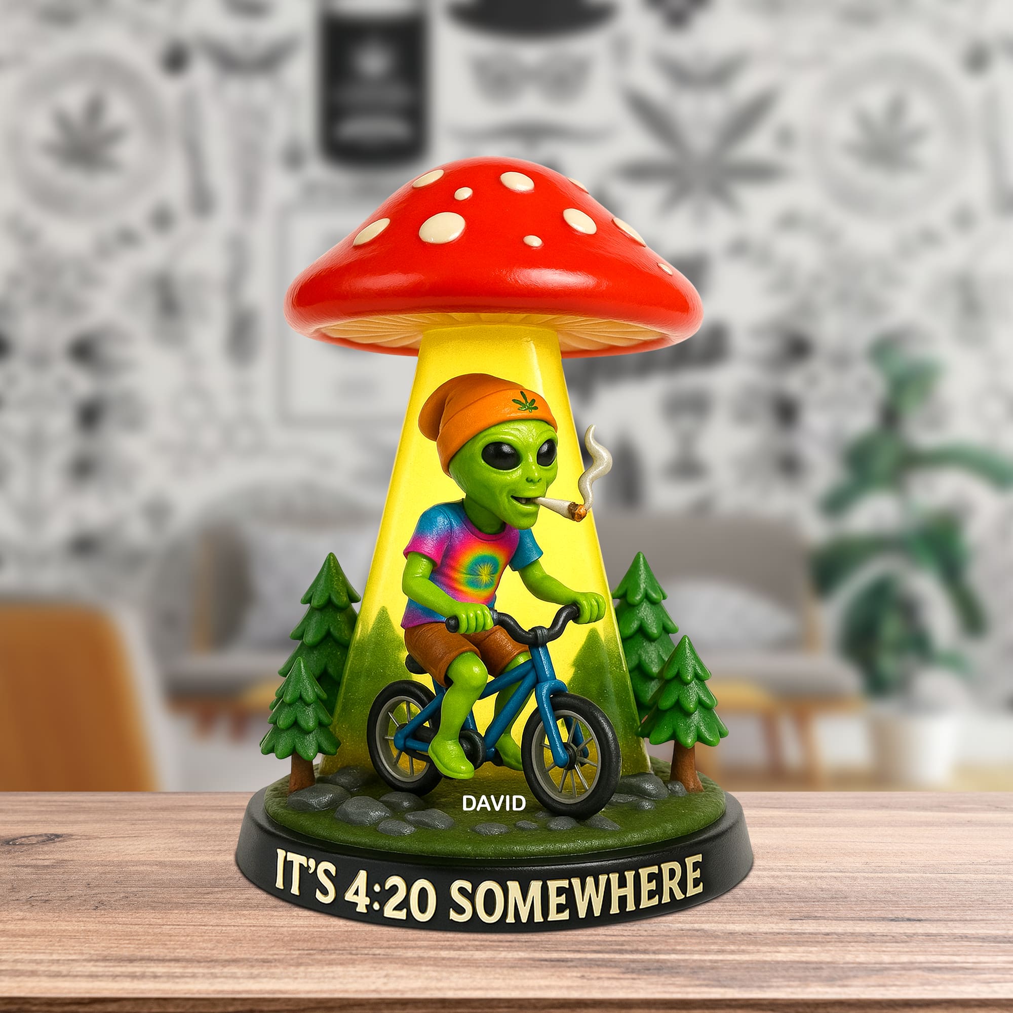 Get Spaced Out with Our Funny Alien Acrylic Plaque - Personalized Gift for Smokers Shaped Plaques PopCulturePrints