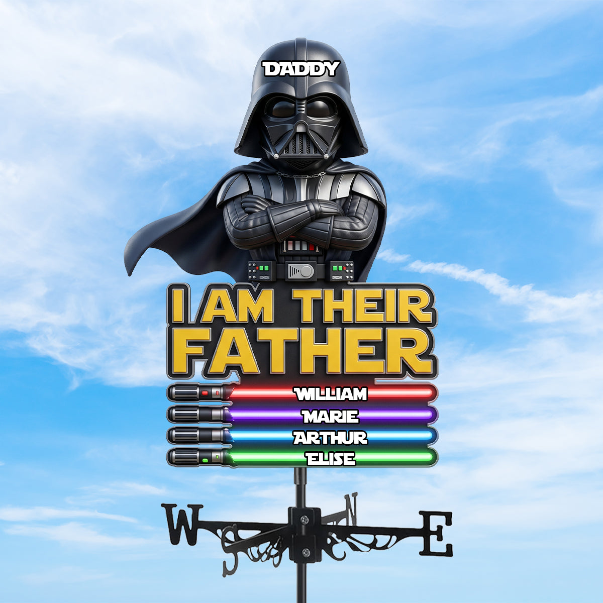 “I Am Their Father” - Futuristic Metal Weather Vane - Personalized Gift for Dads, Grandpas & Father Figures Metal Signs PopCulturePrints