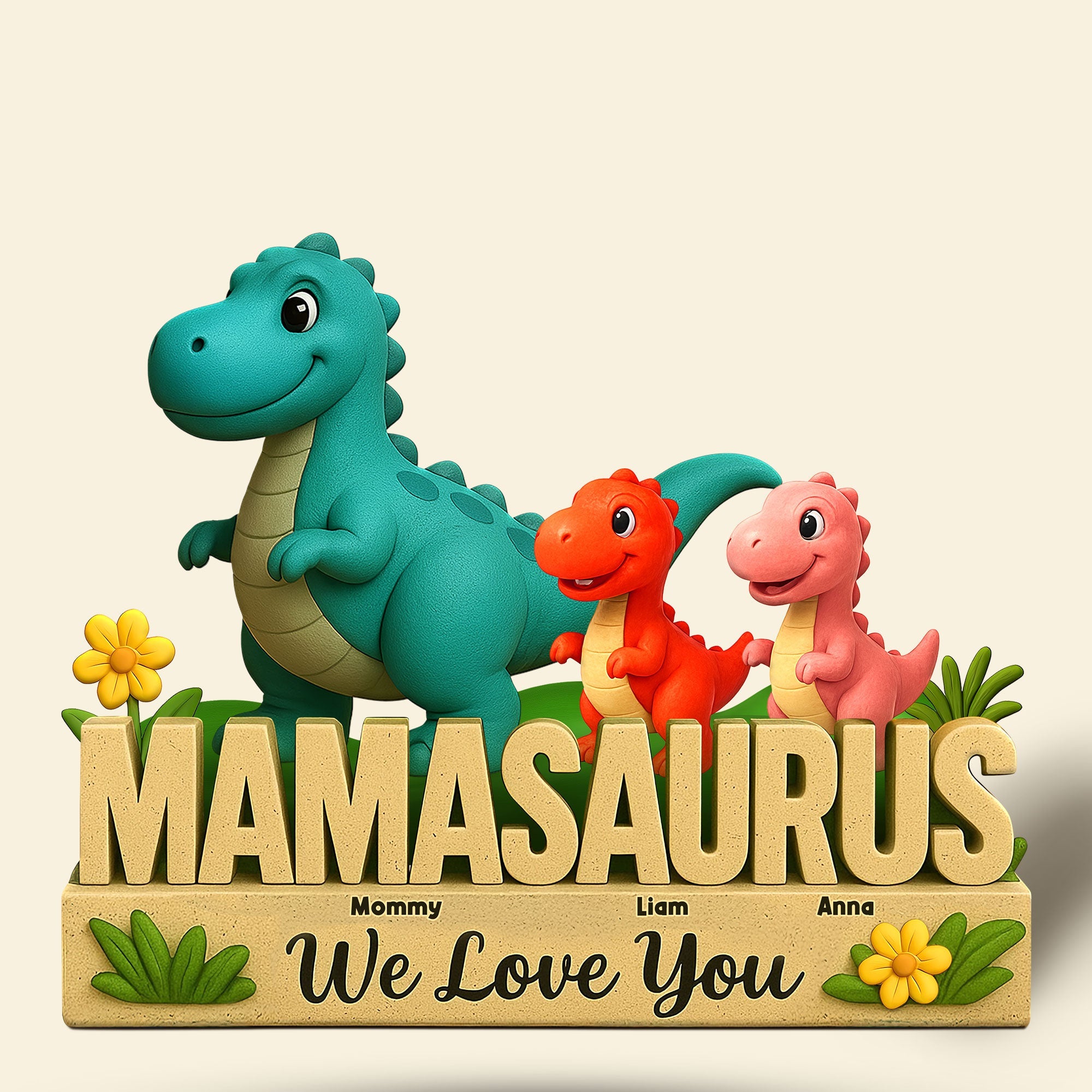 Mamasaurus - Personalized Gift for Mom, Perfect for Mother's Day, Grandma & More! Shaped Plaques PopCulturePrints