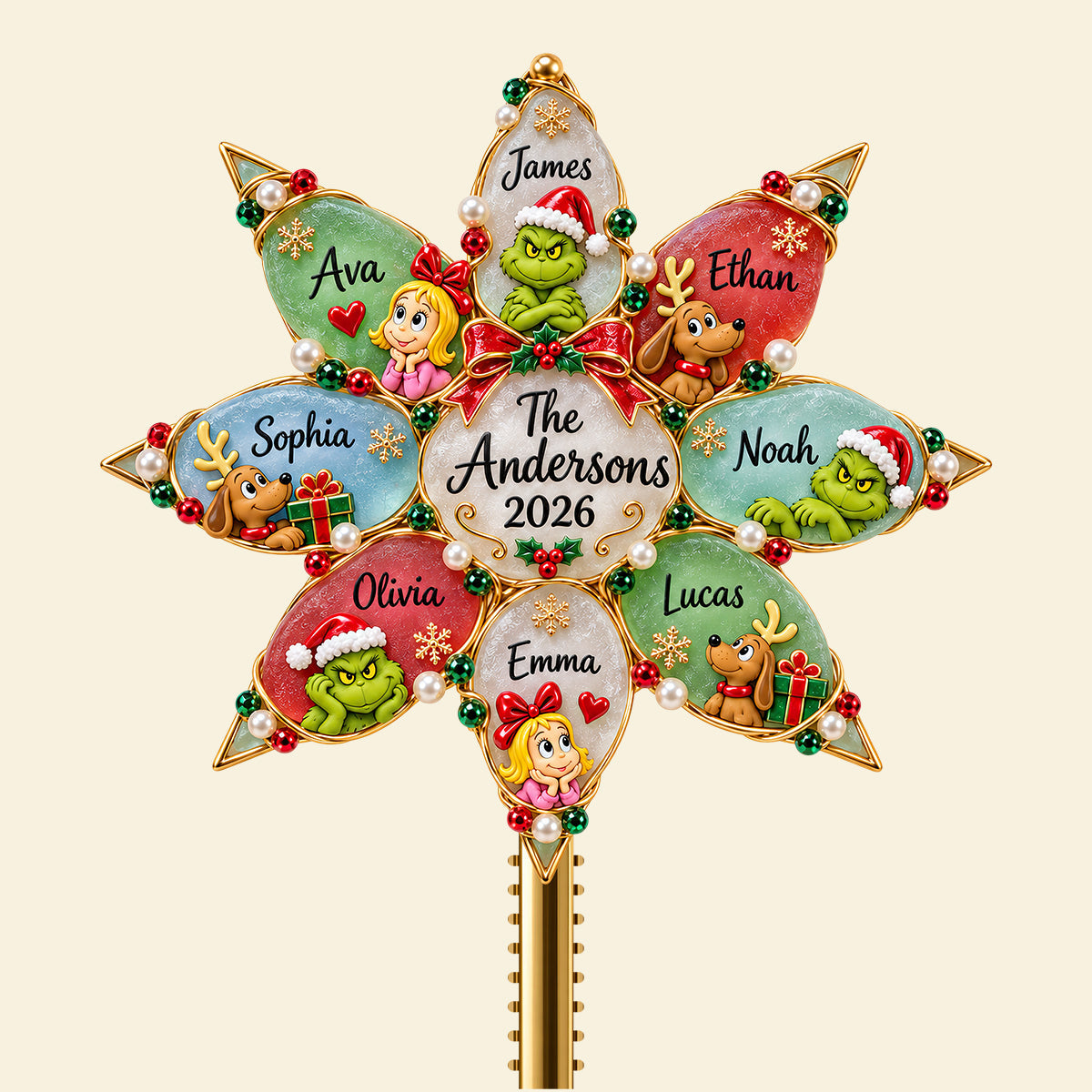 “Celebrate Togetherness with Love” - Personalized Christmas Family Tree Topper - Custom Gift for Family & Friends Ornament PopCulturePrints