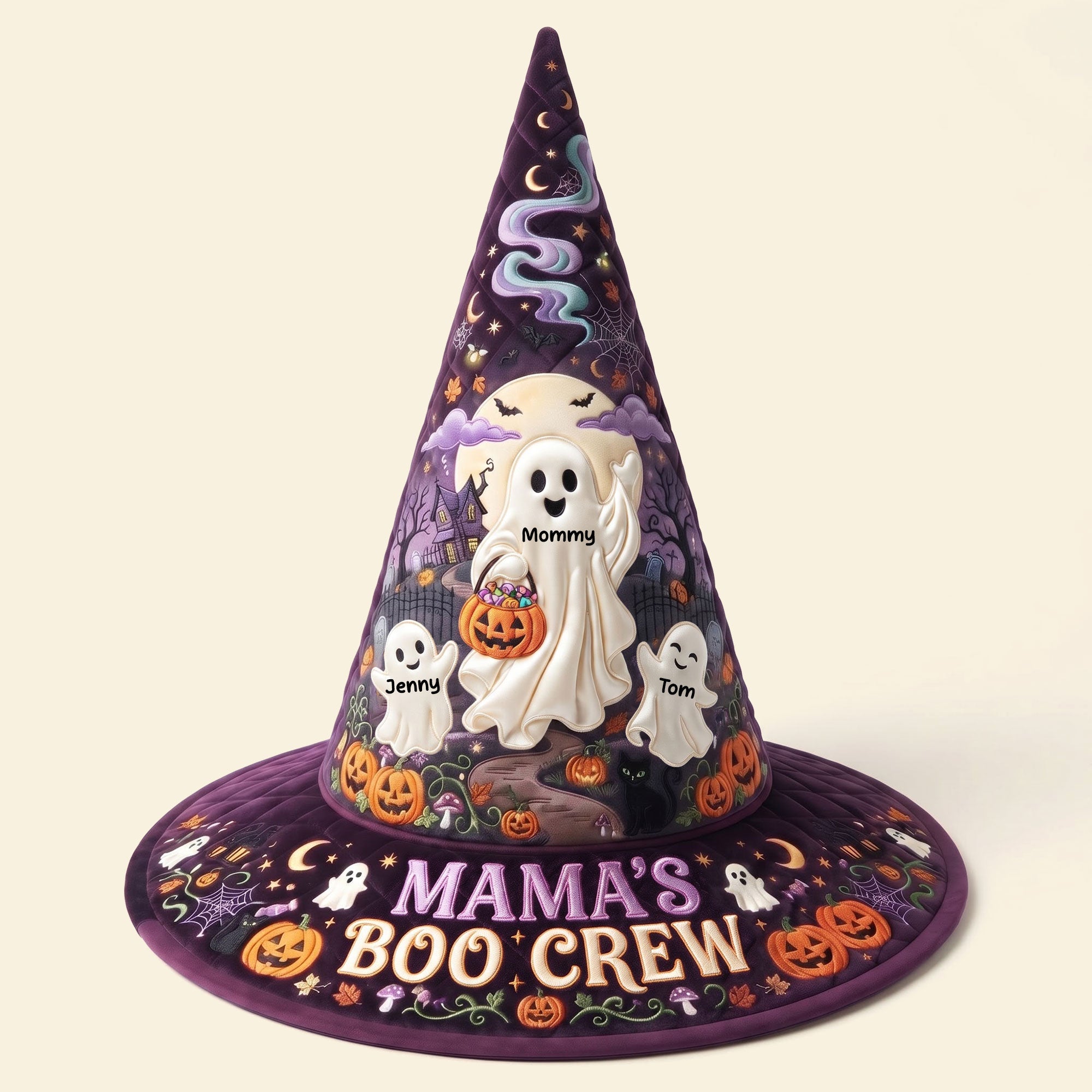 "Join the Spooktacular Fun with Mama's Boo Crew!" - Quilted Witch Hat - Personalized Halloween Gift for Ghost Lovers Quilted Witch Hat PopCulturePrints