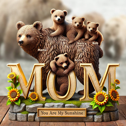 You Are My Sunshine - Personalized Bear Mom Acrylic Plaque | Perfect Gift for Mom, Grandma, and More Shaped Plaques PopCulturePrints