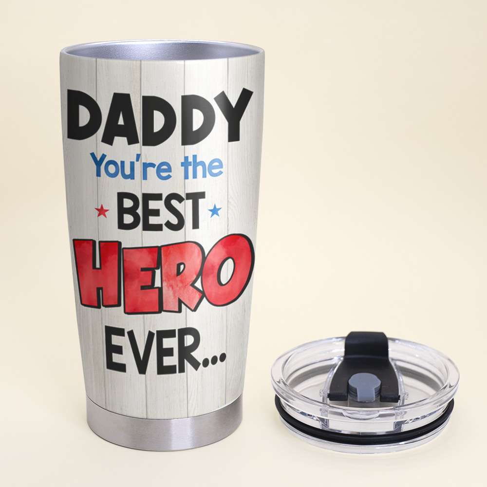 Custom Superhero Dad Tumbler - Personalized Gift for Fathers