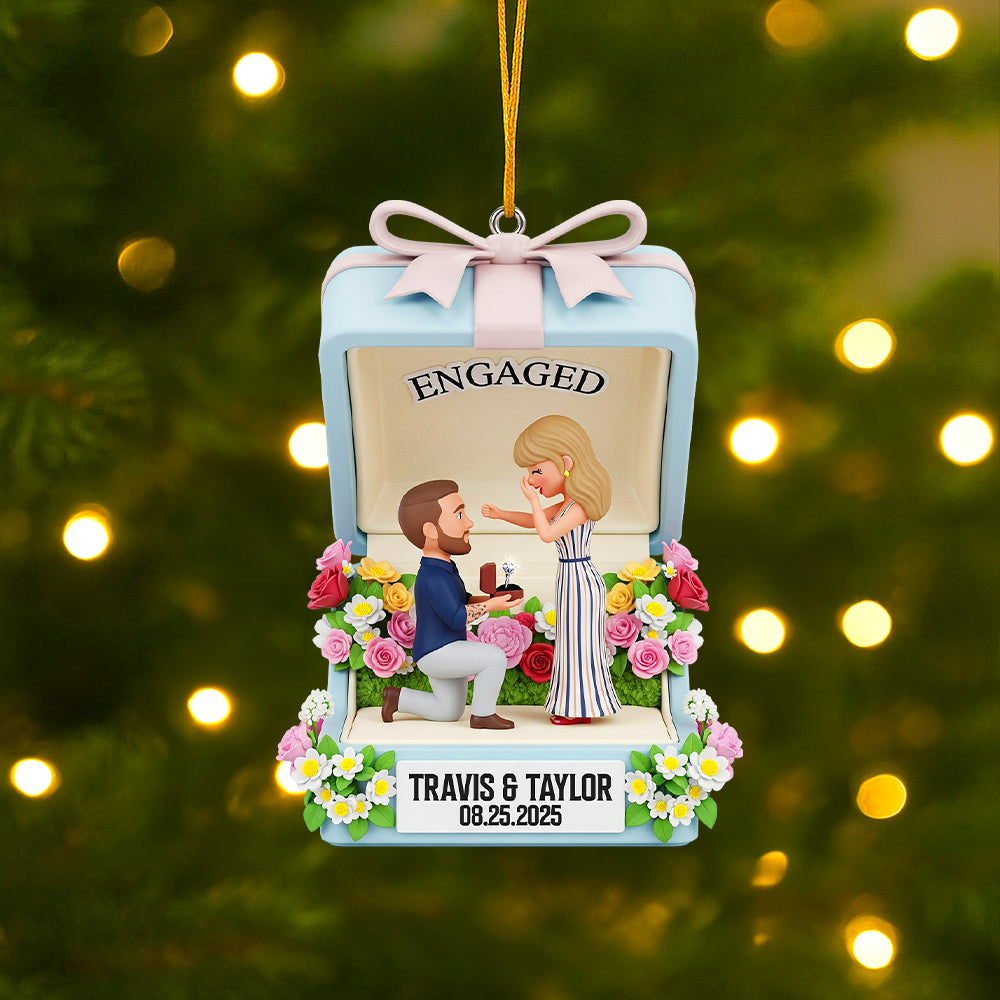 Engaged Forever - Personalized Engagement Anniversary Christmas Ornament for Couples Ornament PopCulturePrints