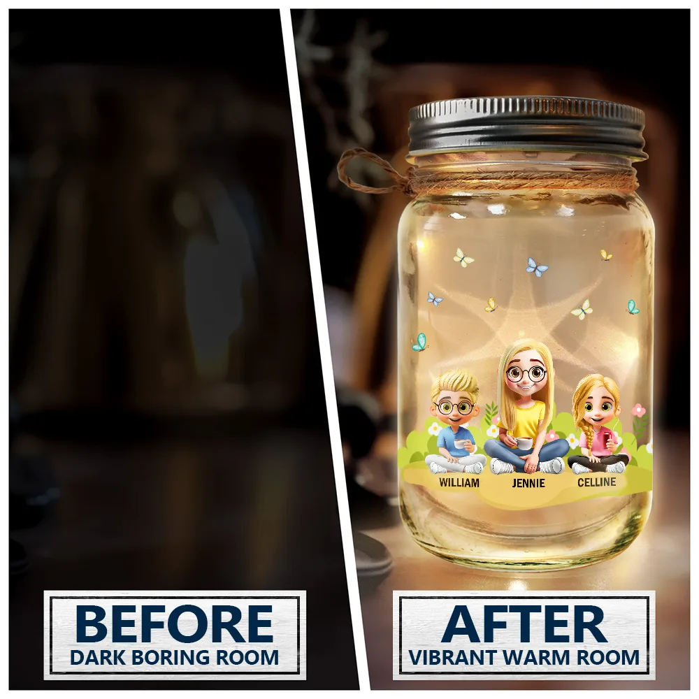 “We Hope Every Time You Light This Up, It Reminds You How Much We Love You” - Personalized Mason Jar Light - Gift for Mom, Grandma, and Loved Ones Mason Jar Light PopCulturePrints