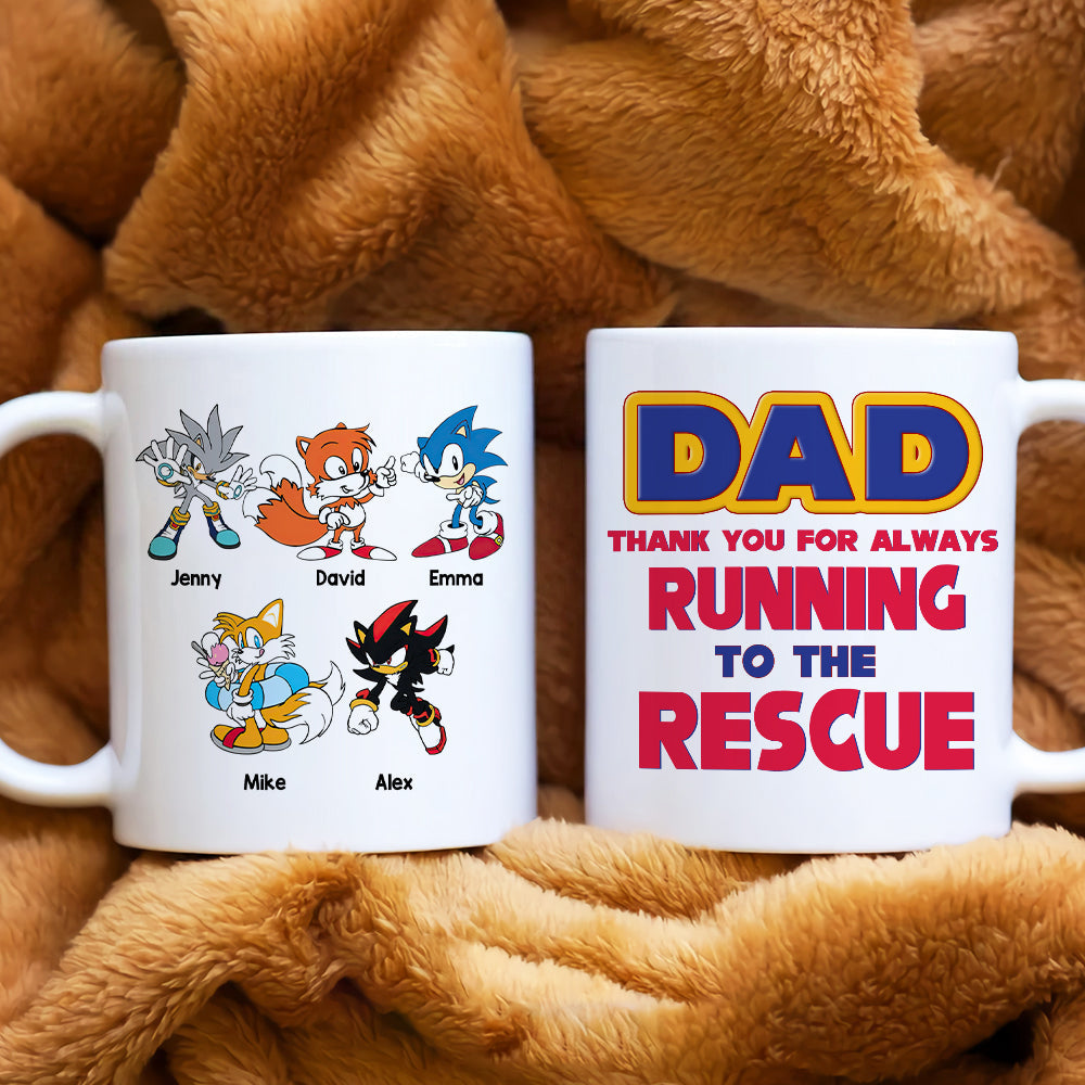 Personalized Superhero Dad Mug - Thank You for Running to the Rescue Coffee Mug PopCulturePrints