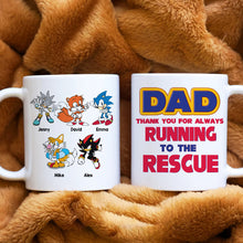 Load image into Gallery viewer, Personalized Superhero Dad Mug - Thank You for Running to the Rescue Coffee Mug PopCulturePrints

