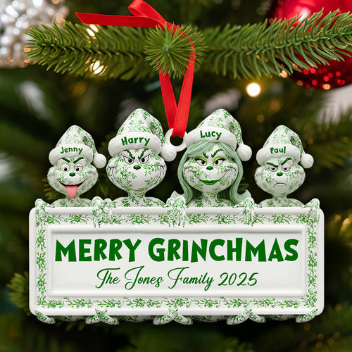 Merry Grinchmas Family Ornament - Personalized Gift for Christmas Lovers Ornament PopCulturePrints