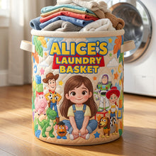 Load image into Gallery viewer, Bring Joy to Every Laundry Day - Lovely Characters Quilted Laundry Basket - Custom Photo Gifts
