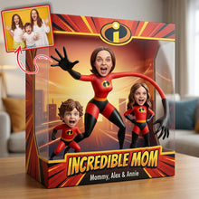 Load image into Gallery viewer, Incredible Mom - Customizable Superhero Acrylic Plaque Gift for Moms, Grandmas, and Special Women Shaped Plaques PopCulturePrints
