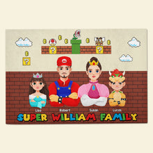 Load image into Gallery viewer, Personalized Super Family Doormat - Mario Theme Doormat PopCulturePrints
