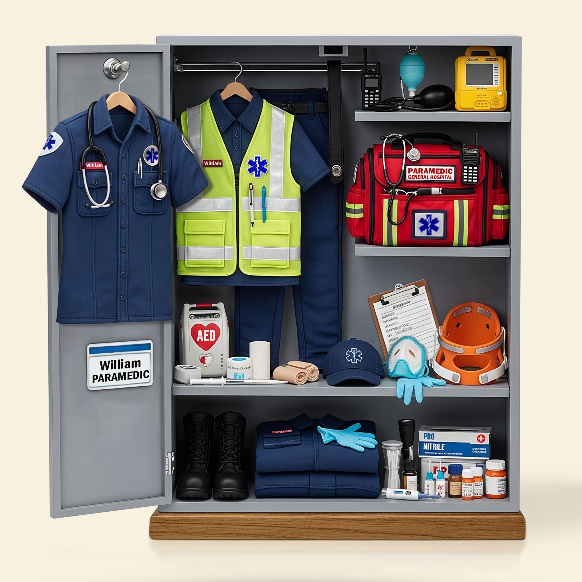 Celebrate Our Heroes: EMS Worker Personal Locker Plaque - Custom Personalized Gifts for Paramedics and EMTs Shaped Plaques PopCulturePrints