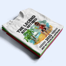 Load image into Gallery viewer, The Legend Has Retired Vintage Cartoon - Personalized T Shirt Gift for Dad, Grandpa, Retirees T-shirt PopCulturePrints
