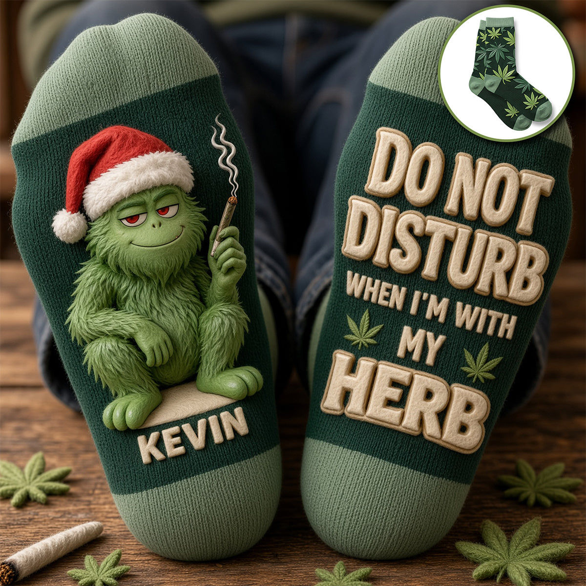 Do Not Disturb When I'm With My Herb - Personalized Stoner Socks