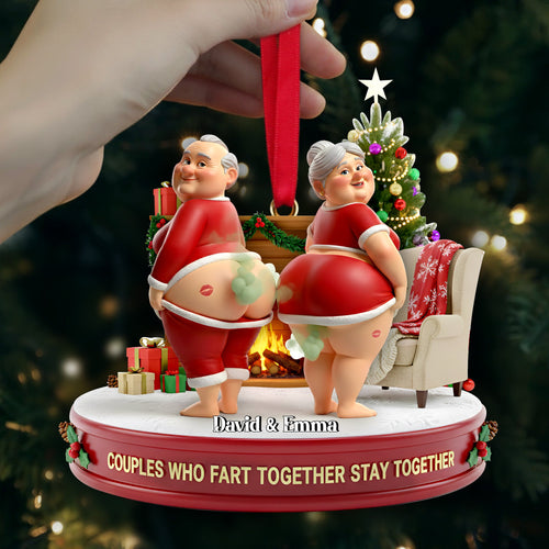 Couples Who Fart Together Stay Together - Personalized Funny Old Couple Ornament Ornament PopCulturePrints