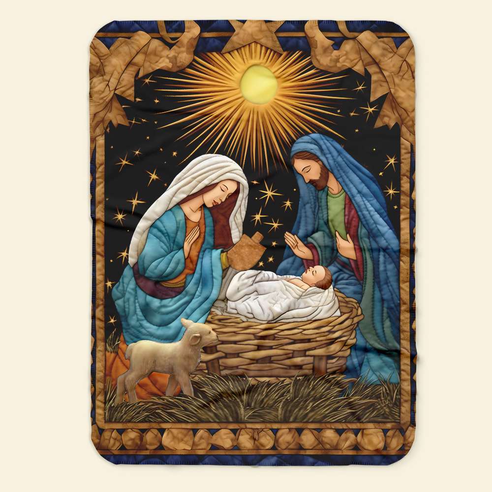 Nativity Scene Christmas Blanket - Jesus Christ Quilt Art