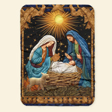 Load image into Gallery viewer, Nativity Scene Christmas Blanket - Jesus Christ Quilt Art
